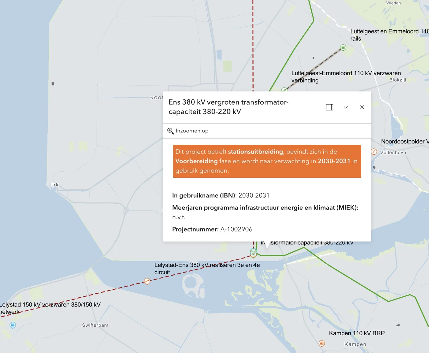 Planned TenneT grid upgrade: Ens 380 kV transformer capacity expansion, expected in service 2030-2031