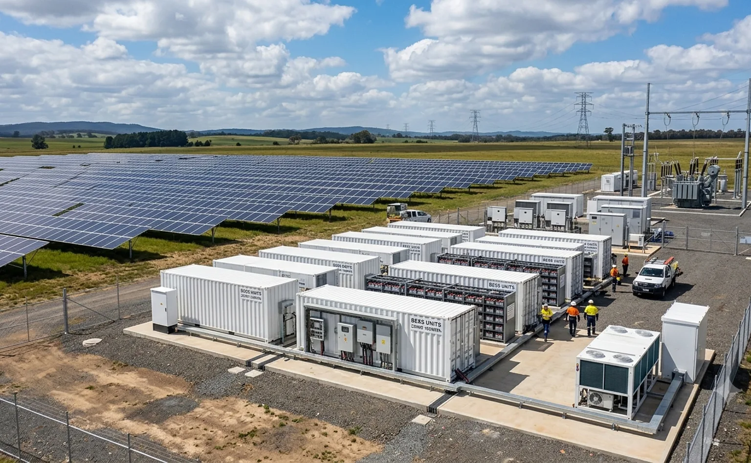 PV Co-located BESS: solar farm co-located with battery storage